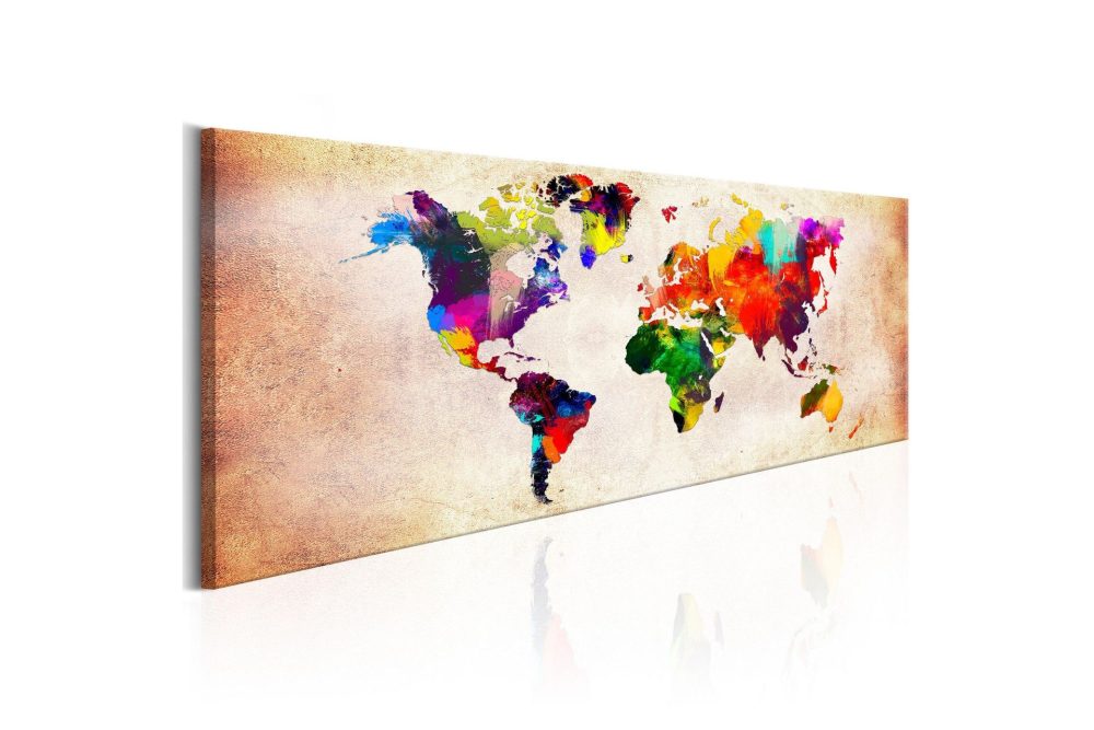 Tavla World Map Colourful Ramble 150x50