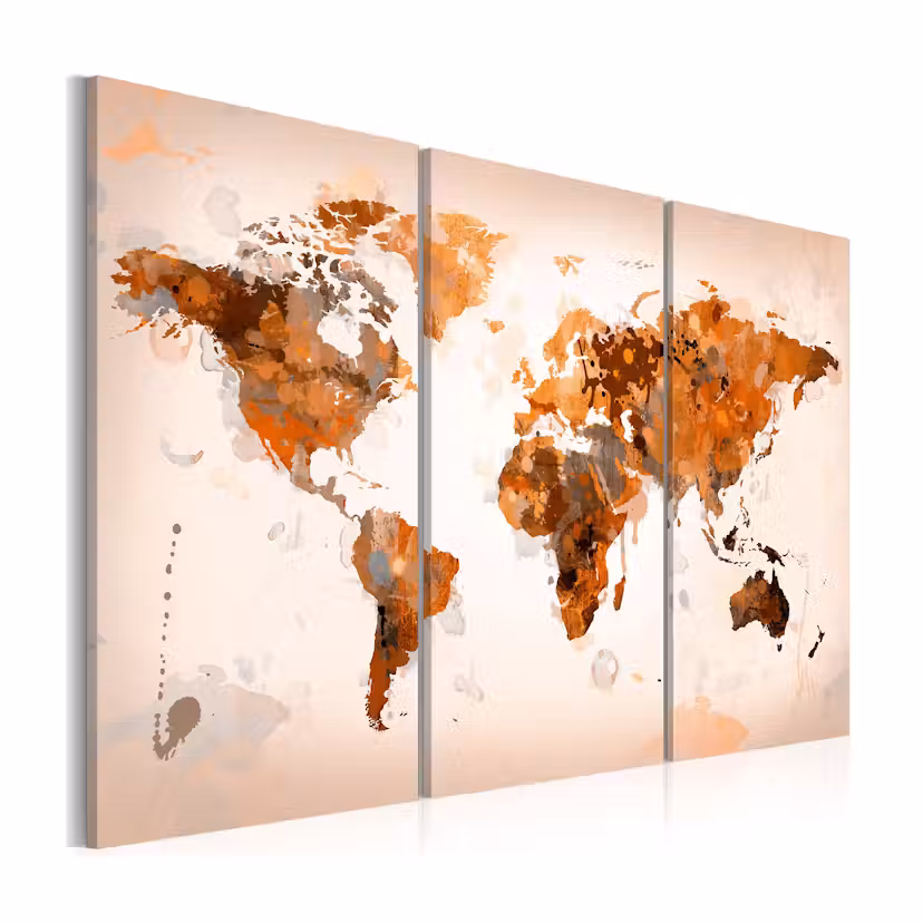 Tavla Arkiio Map Of The World Desert Storm Triptych 90x60 cm