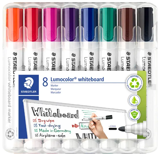 Whiteboardpenna, 8-pack – 2 mm