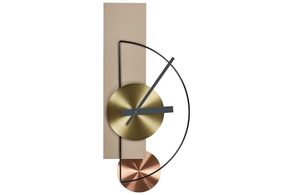 Väggklocka Cevins Beige/svart/guld/koppar