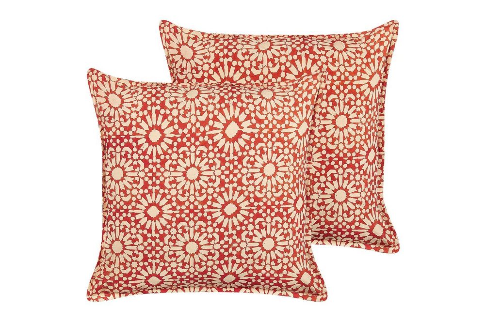 Prydnadskuddar Ceiba set om 2 Röd/beige