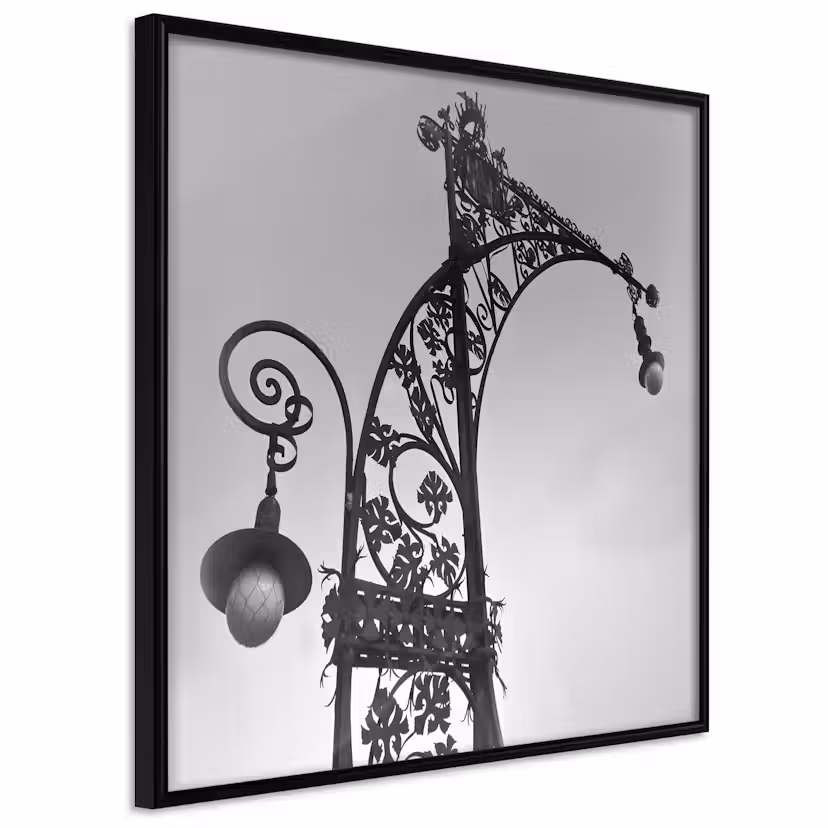 Poster Artgeist Affisch Barcelona Lantern Svart ram, 30x30 cm
