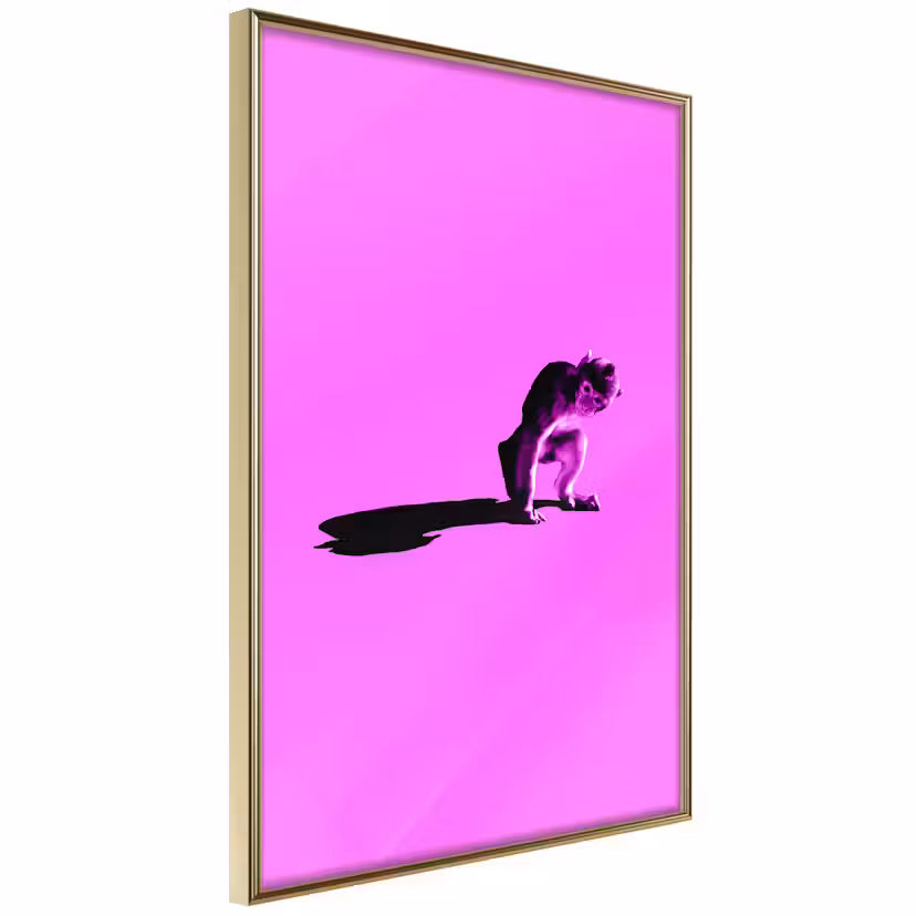 Poster Artgeist Affisch Little Monkey Guld ram, 40x60 cm