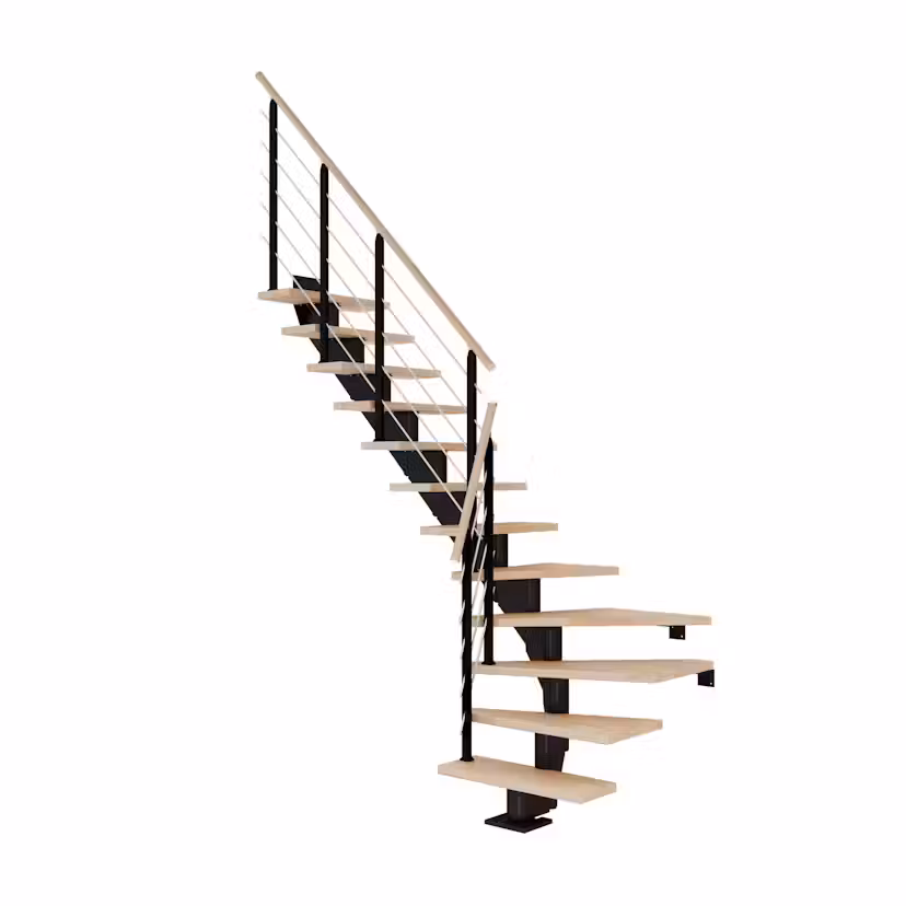 Spartrappa Dolle Hamburg Bok Oljad 1/4 Design Svart, LxB: 2870x790 mm, Max Takhöjd: 2590-3010 mm
