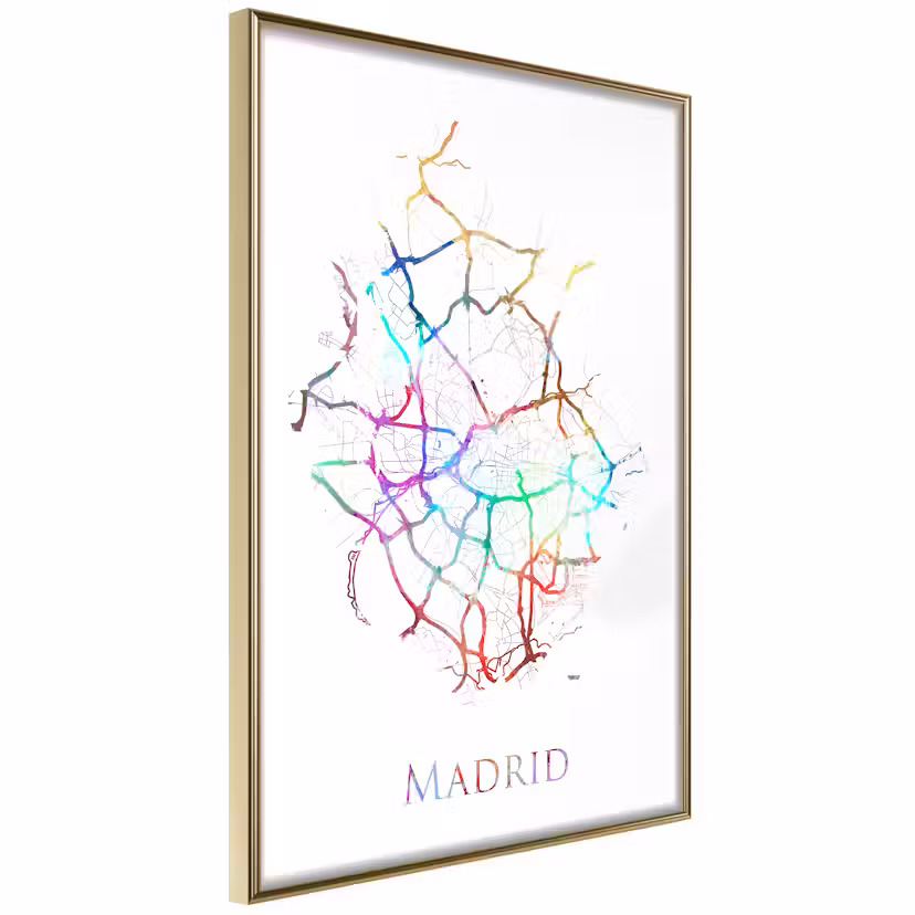 Poster Artgeist Affisch Madrid Guld ram, 30x45 cm