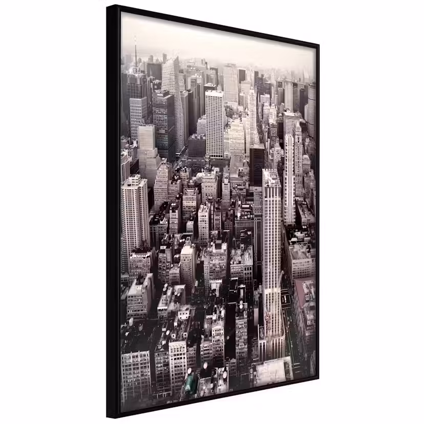 Poster Artgeist Affisch Manhattan In Sepia Svart ram, 30x45 cm