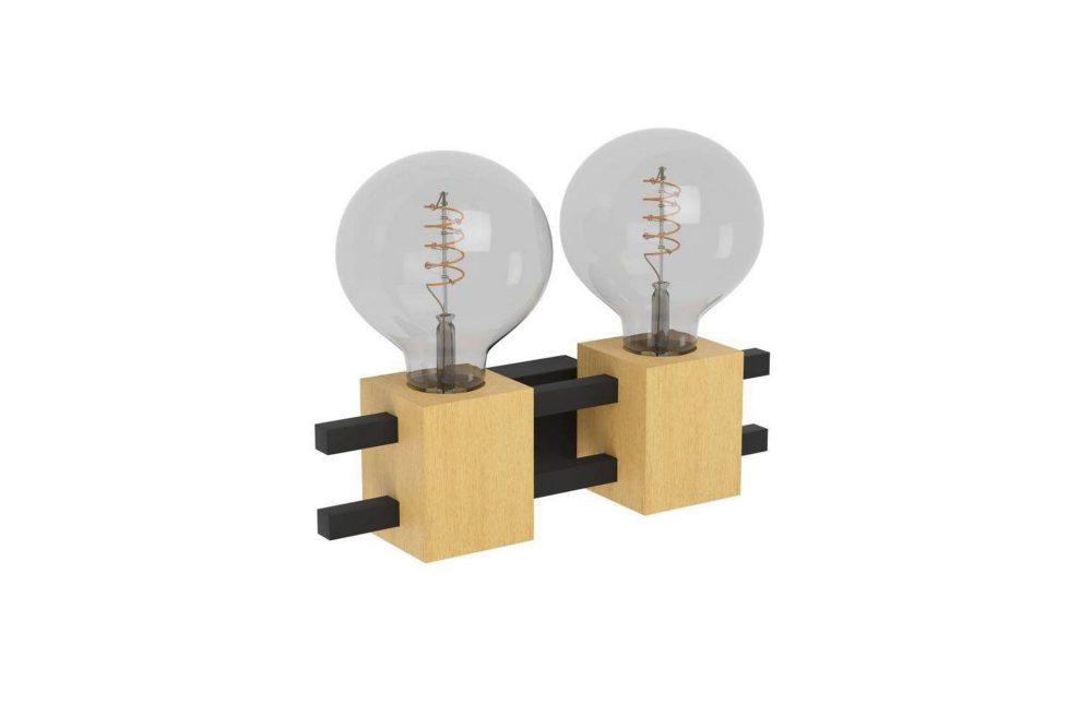 Vägglampa Eglo Levantara Svart/Trä med 2 Lampor