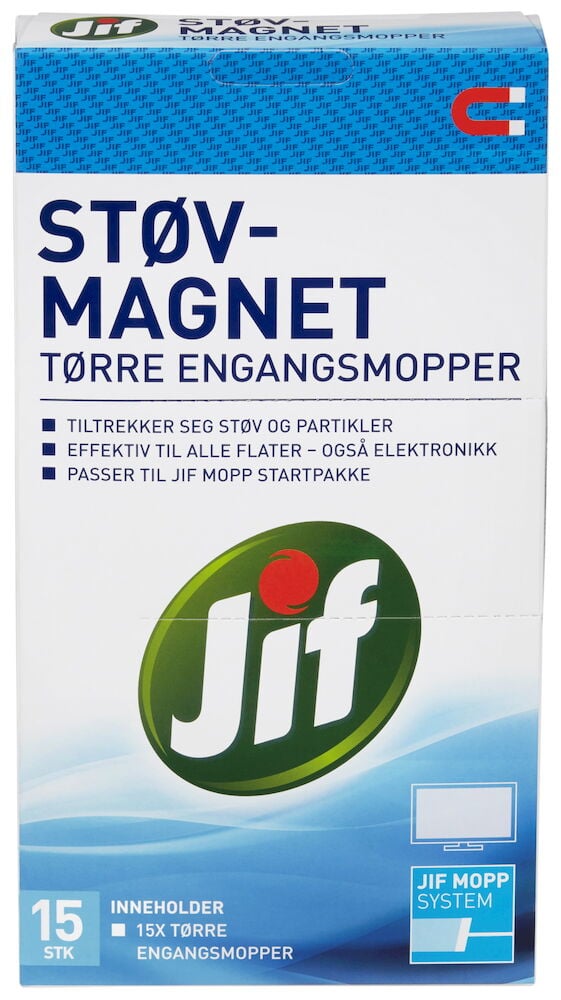 Tørrmopp, refill Jif Trekker til seg støv og partikler