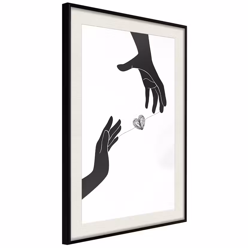 Poster Artgeist Affisch Inseparable Love Svart ram med passepartout, 30x45 cm