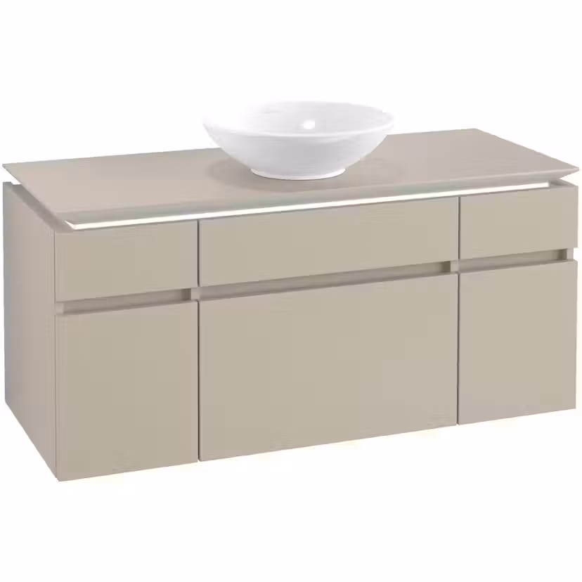 Tvättställsskåp Villeroy & Boch Legato med 5 Lådor för Ytmonterat Tvättställ från Övriga V&B Serier Mjukgrå B: 1200 mm med Belysning