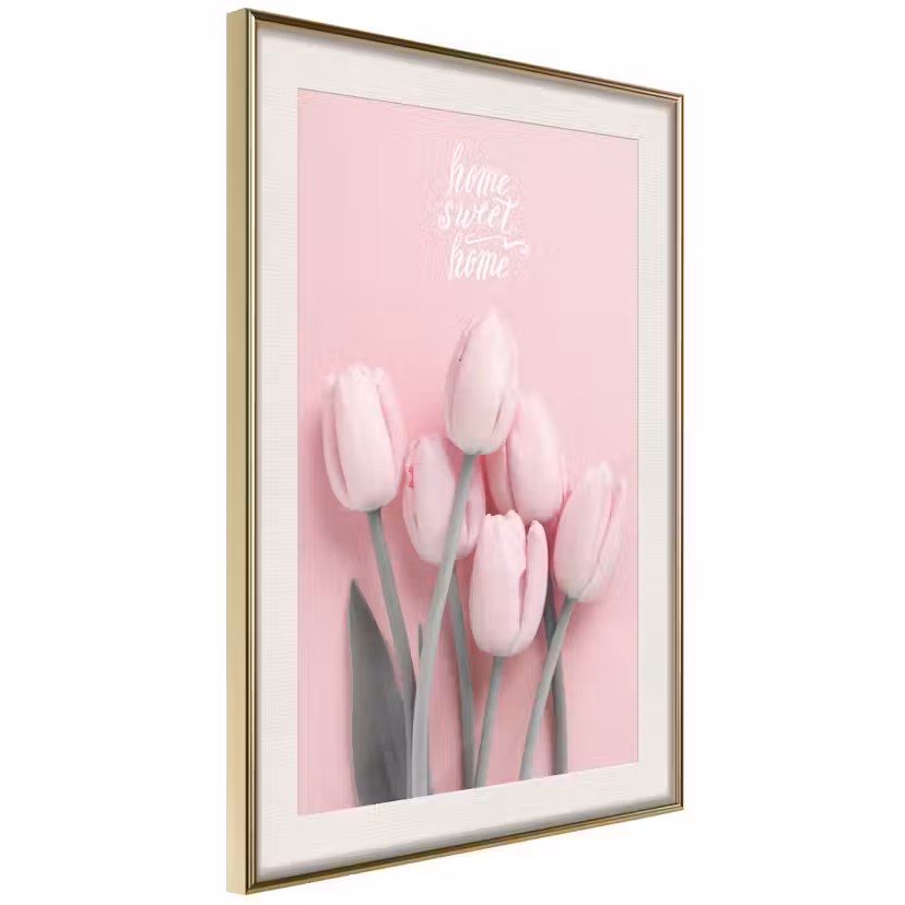 Poster Artgeist Affisch Six Tulips Guld ram med passepartout, 40x60 cm