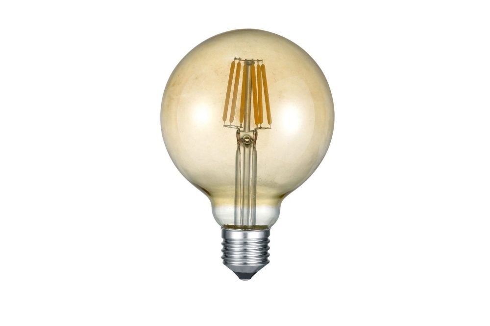 LK LED E27 filament big globe 8W 810lm 2700K brun 3-steg