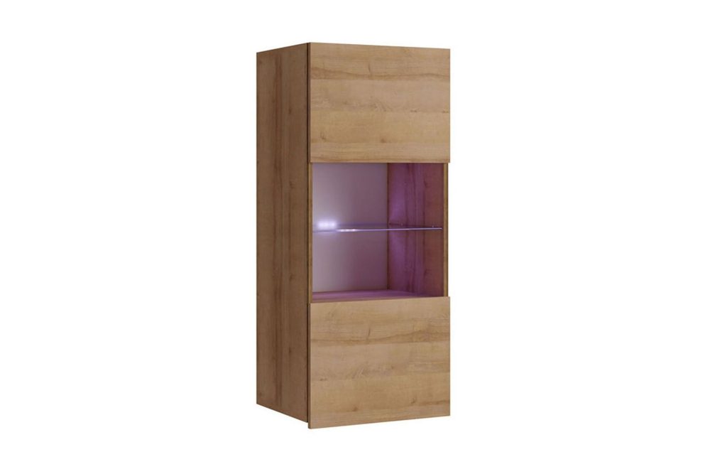 Tessan Smalt Vägghängt Vitrinskåp 32 cm djup 45 cm bred 117 cm hög Trä Ek Glas