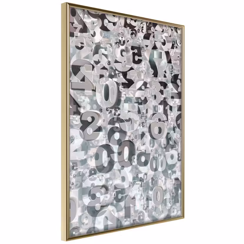 Poster Artgeist Affisch Numerology Guld ram, 30x45 cm